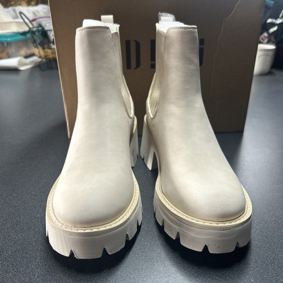 Elastic Chelsea Ankle Boots Fashion Low Chunky Heel Platform Short Booties 7.5 - Picture 3 of 8